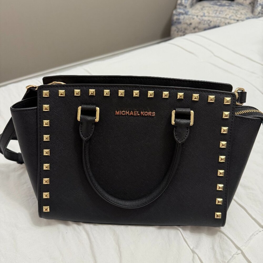 Michael Kors Black & Gold Studded Tote Bag